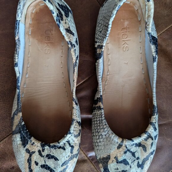 TIEKS "SAND SNAKE" PRINTED LEATHER BALLET FLATS SIZE 7 USED - Picture 4 of 15